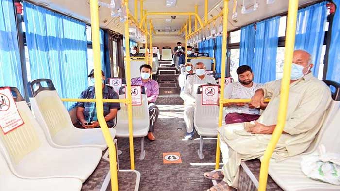 Buses start operation with precautionary measures