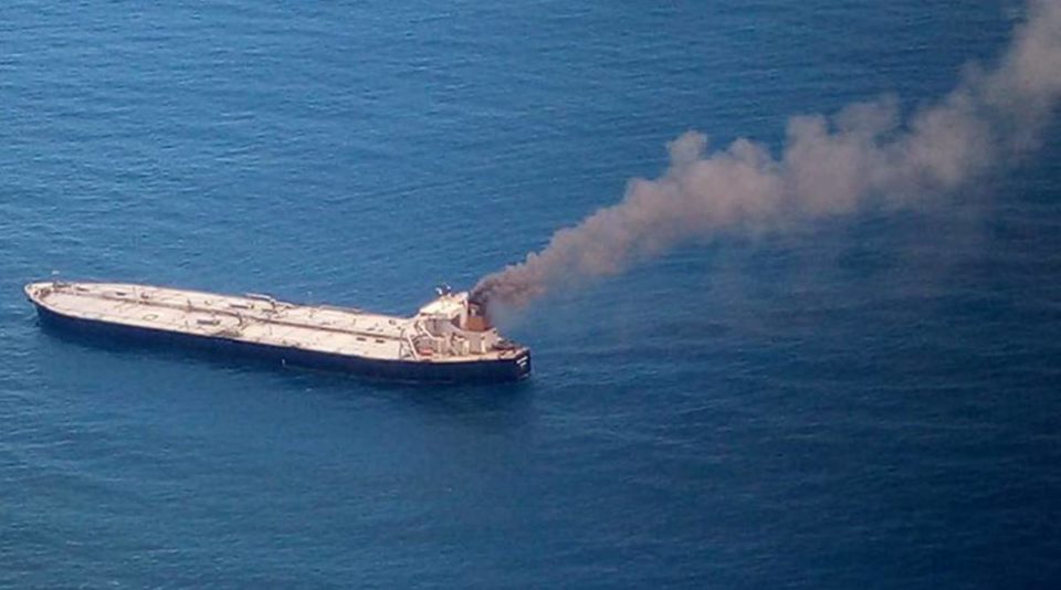 Indian Oil tanker fire in midsea