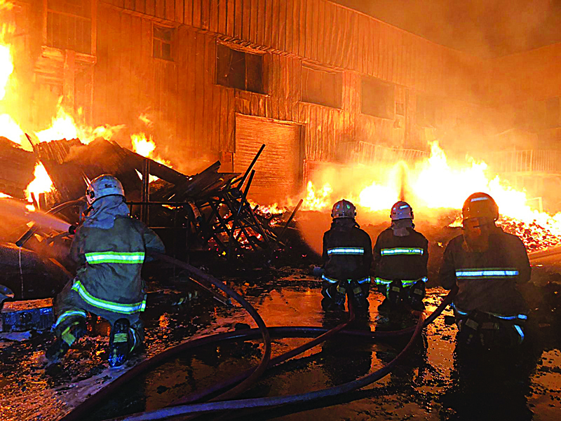 Five fire stations battle factory blaze
